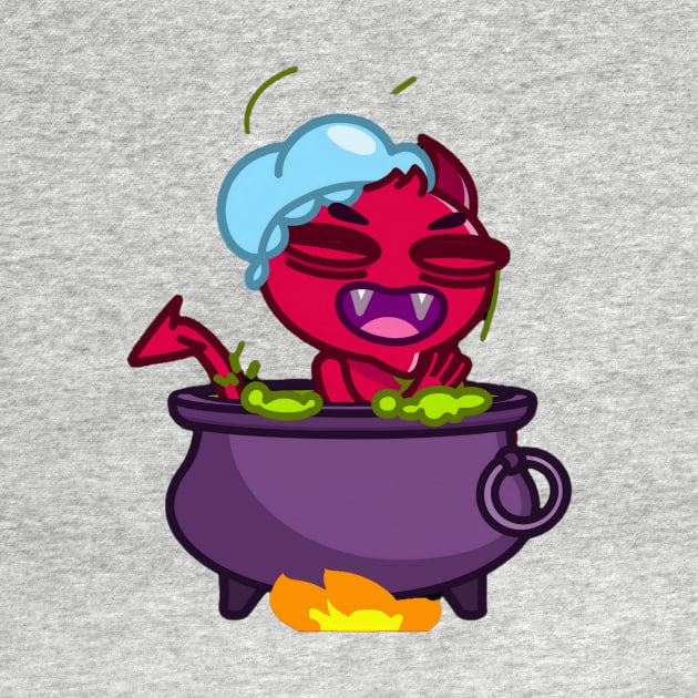 The Red Devil bathes in a pot of boiling water by ManimeXP